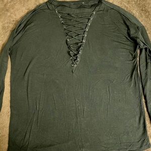 Express deep v neck long sleeve tee